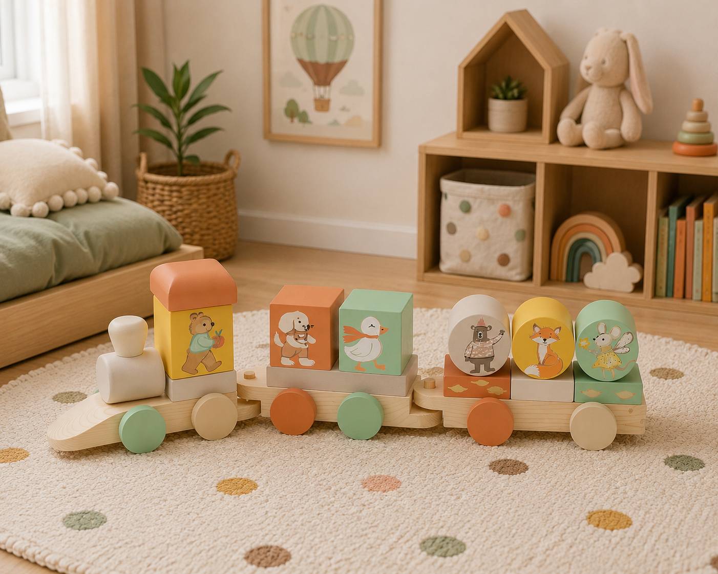 قطار چوبی رنگ خوراکی